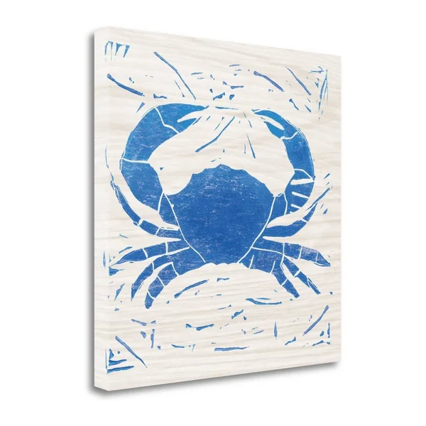 Sea Creature Crab Blue by Courtney Prahl Wrapped Canvas Wall Art