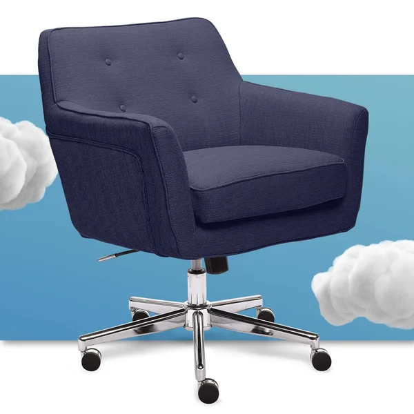Serta Style Ashland Home Office Chair Blue Twill Fabric
