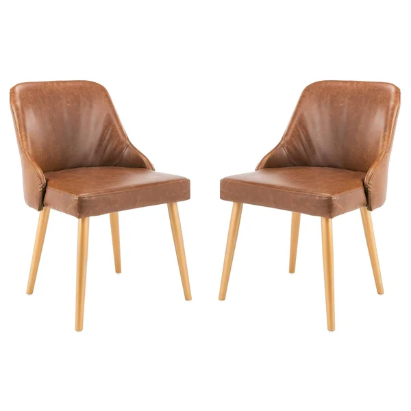 Safavieh Lulu Upholstered Dining Chair-Light Brown/Gold (Set of 2)