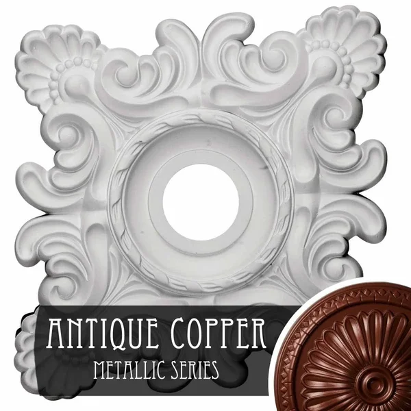 18x22W x 18x22H x 3 1/4x22ID x 1 1/2x22P Crawley Ceiling Medallion (Fits Canopies Up to 6 3/4x22), Hand-Painted Root Beer Crackl