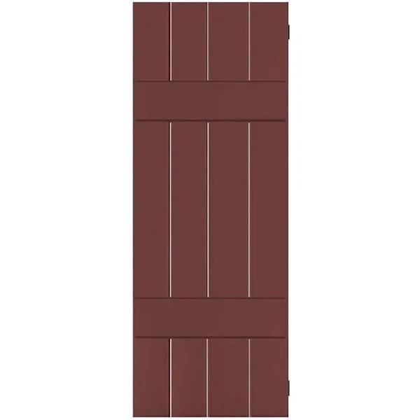 Ekena Millwork 15 in. x 40 in. Exterior Real Wood Pine Board and Batten Shutters Pair Cottage Red