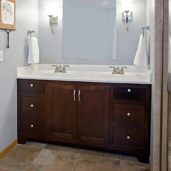 Design House 61 in. W Cultured Marble Vanity Top in White with White Double Bowl - Reinforced Packaging 597401