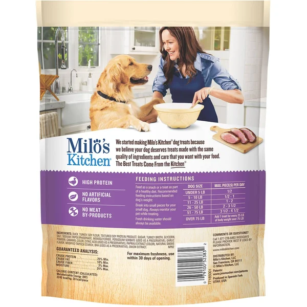 Milos Kitchen Dog Treats, Home-Style, Duck Jerky Recipe, Value Size - 18 oz