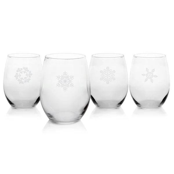 Cathys Concepts Snowflake Stemless Wine Glasses