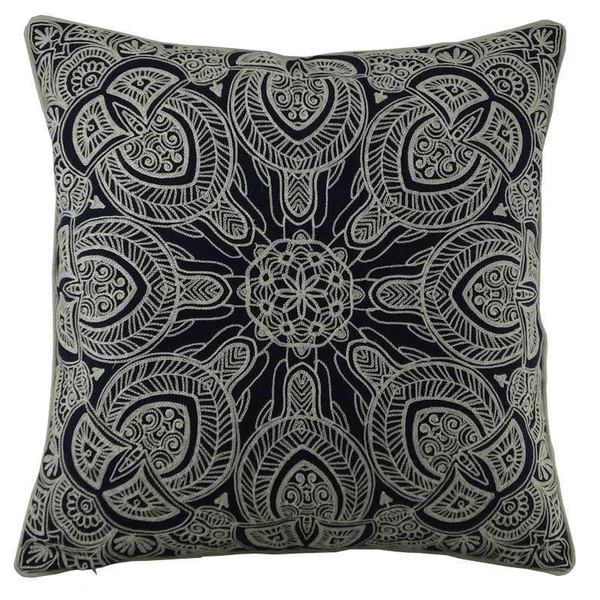 14 Karat Home Inc. Embroidered Cotton Throw Pillow, Gray