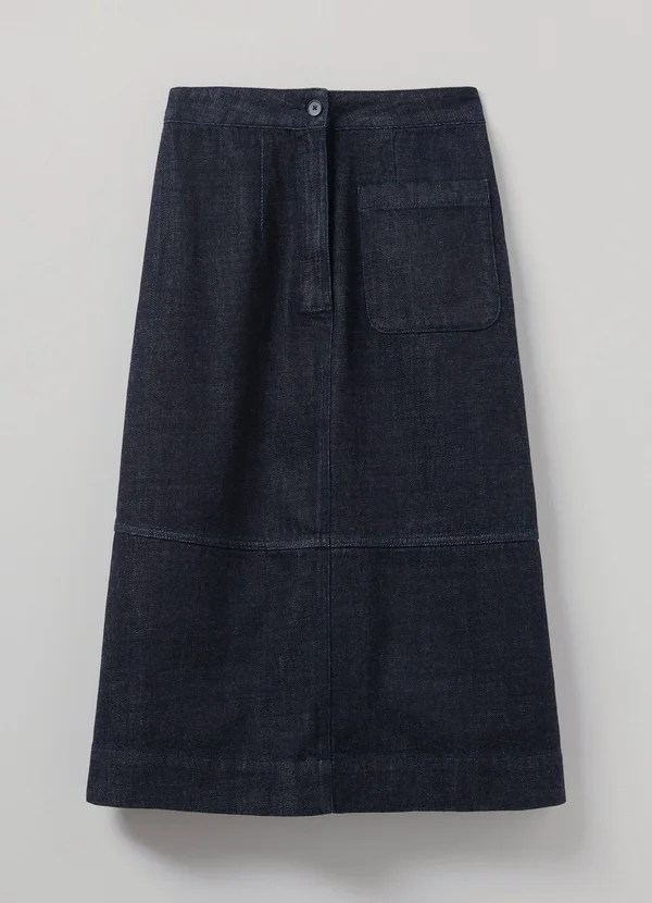 Indigo Denim Panel Skirt - Indigo