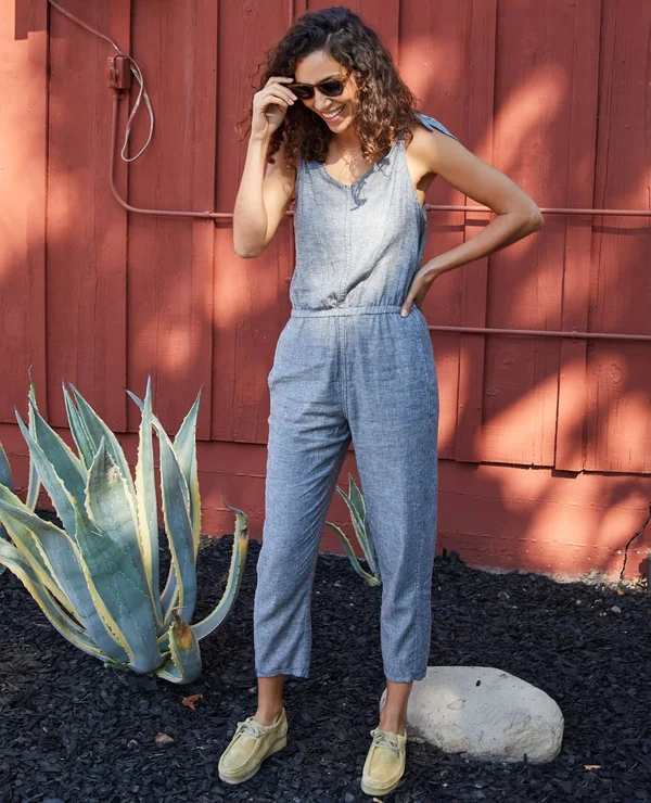 Toadu0026Co: Women's Tara Hemp Sleeveless Jumpsuit - Blue Chambray 934