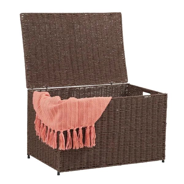 Household Essentials Coffee Large Wicker Storage Chest - Brown