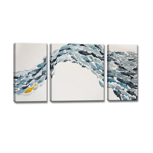 &Goldfish& Wrapped Canvas Coastal Wall Art Set by Norman Wyatt Jr. Overall 60x22 W x 30x22 H