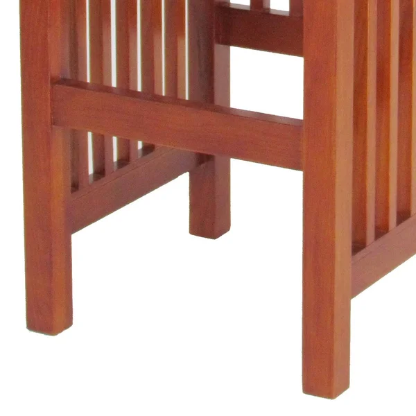 Benjara Wooden Barstool with Block Legs and Low Slatted BACK, Brown