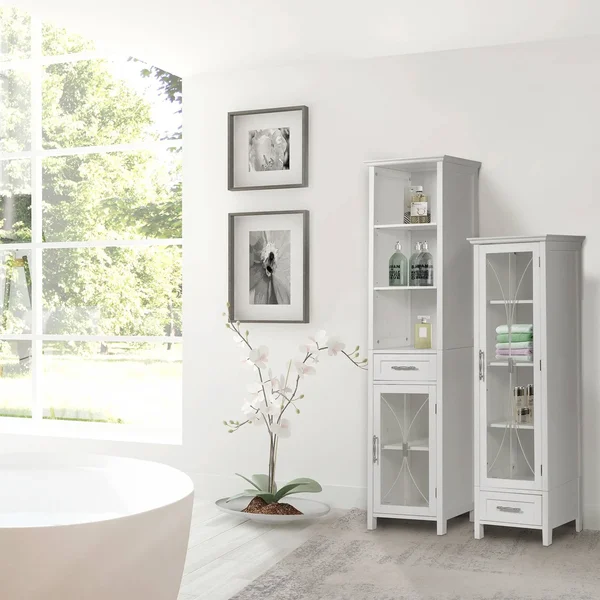 Elite Home Fashions 7978 Delaney Linen Cabinet - White