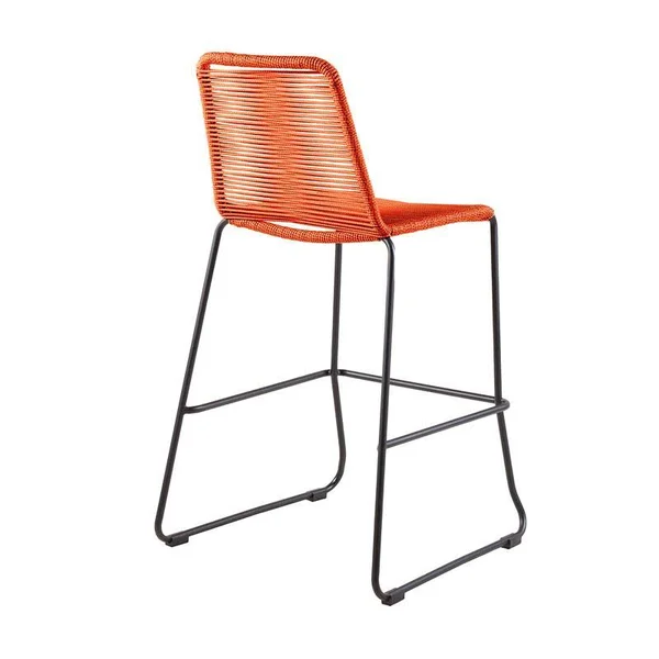 Armen Living Shasta 30 in. Outdoor Metal and Tangerine Rope Stackable Barstool (Set of 2)
