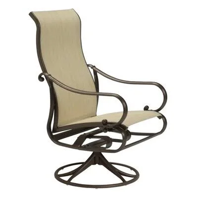 Radiance Swivel Patio Dining Chair Tropitone Frame Color: Greco, Fabric: Luxor