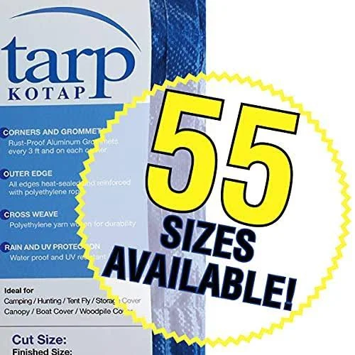 Kotap 100-ft x 100-ft General Purpose Blue Poly Tarp - Item: TRA-10100