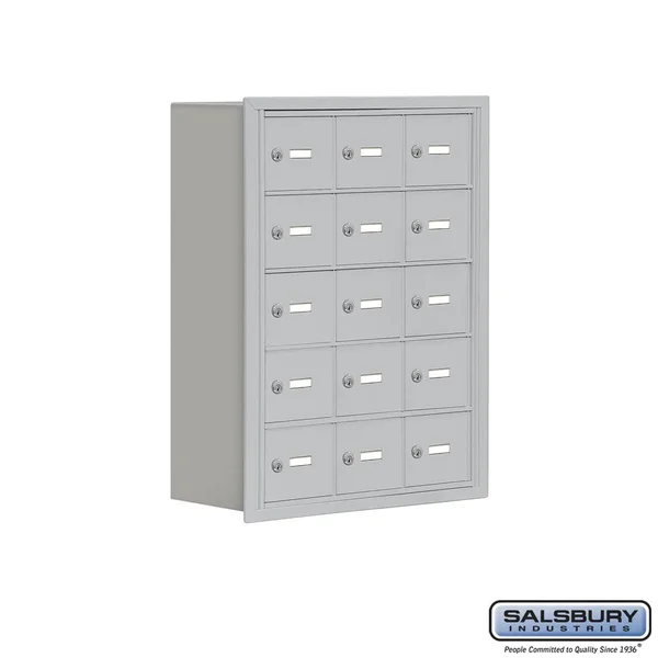Salsbury 19058-15ARK 8 in. Cell Phone Storage Locker - 5 Door High Unit - 15 A Doors - Aluminum - Recessed Mounted - Master Keye