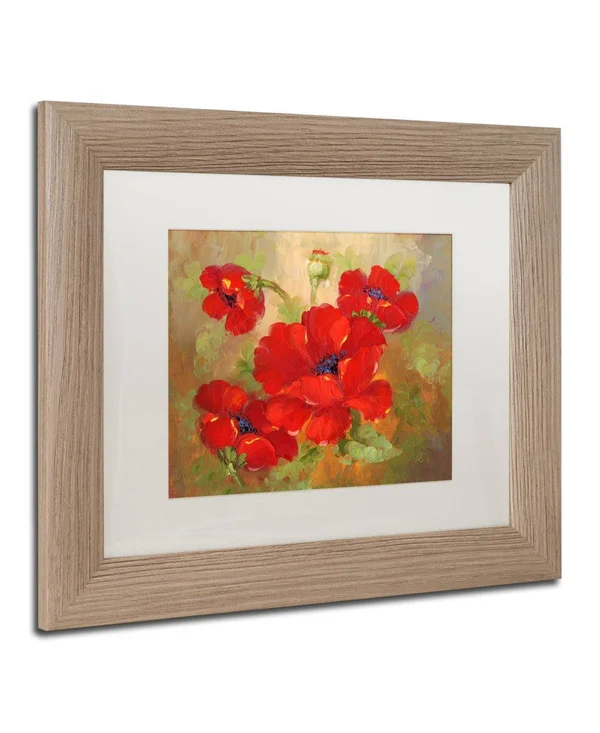 Trademark Fine Art Poppies by Rio - White Matte, Birch Frame 11x14-Inch