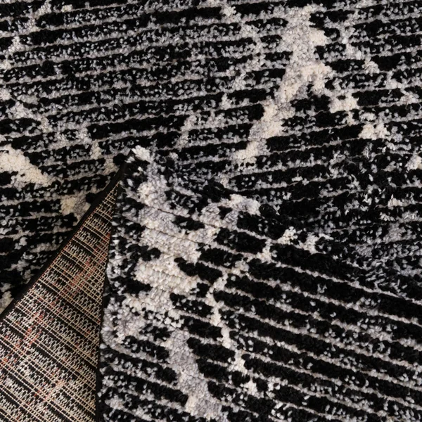 Rugs.com Tucson Collection Rug 3 ft Round Black Low Rug Perfect for Kitchens, Dining Rooms, Size: 3& x 3&