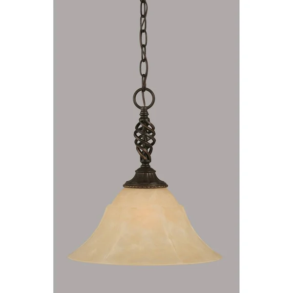 Toltec Lighting-82-DG-715-Elegante - One Light Pendant Dark Granite Finish with Teal Crystal Glass