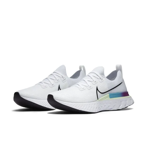 Nike React Infinity Run Flyknit White/Black/Vapor Green Men's Running Shoes, Size: 9.5