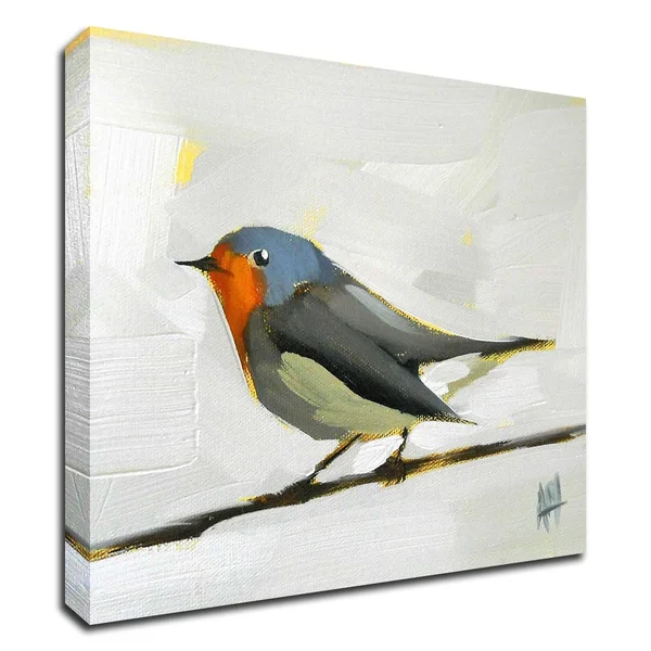 18x22 x 18x22 Robin on Wire by Angela Moulton Print on Canvas