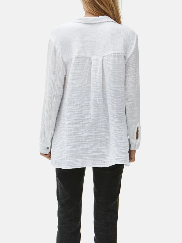 Michael Stars Gauze Button Down Top - White - L