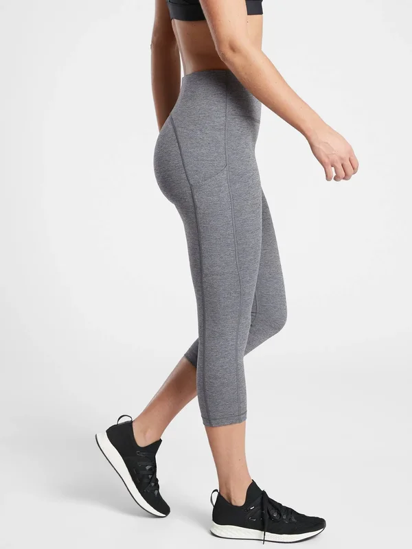 Athleta Women's Ultimate Stash Pocket Capri Grey Heather Petite Size L