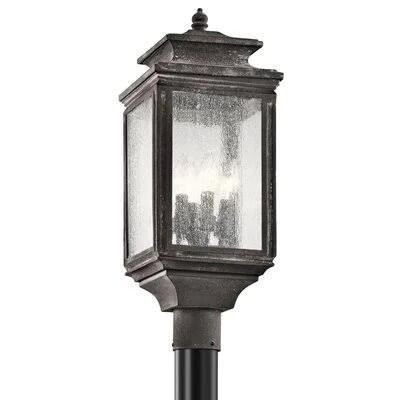 Kichler 49506WZC Wiscombe Park Collection Outdoor Post Mt. 4-Light WZC-Weathered Zinc