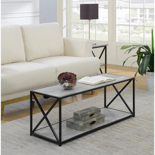 Convenience Concepts 161842BDWBL Tucson Coffee Table with Shelf Black