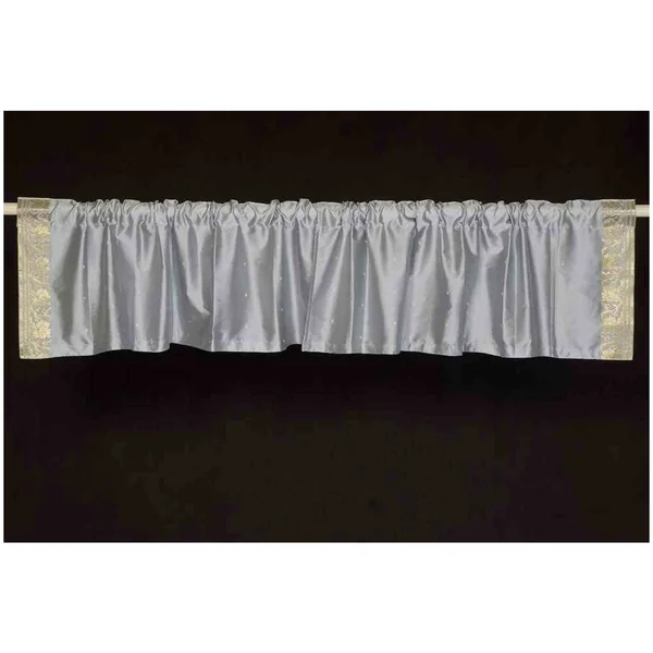 Gray - Rod Pocket Top It Off Handmade Sari Valance - Pair