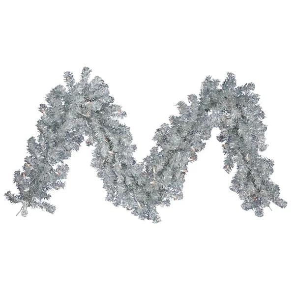 Vickerman Silver 9-Foot x 12-Inch Garland with 70 Warm White LED Lights