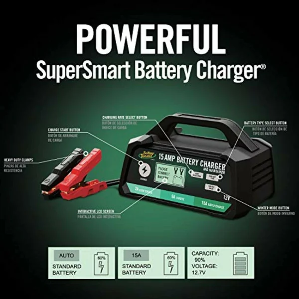 Battery Tender 12V, 15 Amp, 8 Amp, 2 Amp Selectable Chemistry Battery CHARGER.