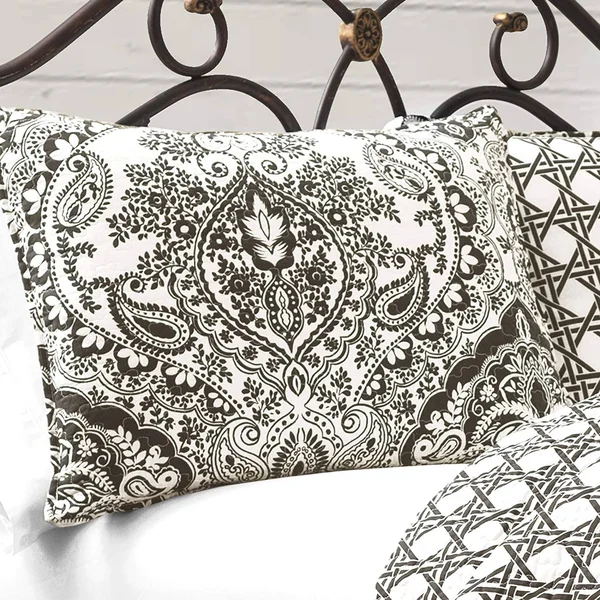 Lush Decor Aubree 3 Piece Quilt Set - King, Black/White