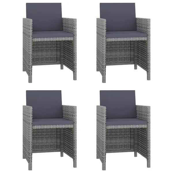 vidaXL 5 Piece Outdoor Dining Set with Cushions Poly Rattan Gray