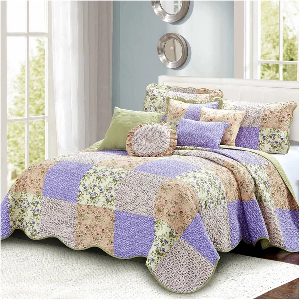 Serenta Patchwork 8 Piece Quilt Set, Red