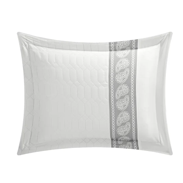 Chic Home Mason 8 Piece Hotel Collection Paisley Comforter Set - Size Queen, White