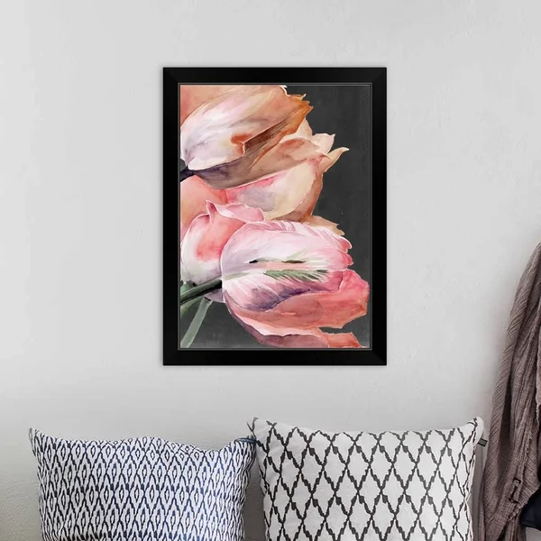 Pastel Parrot Tulips IV - Black Framed Wall Art, 18x24, Great Big Canvas