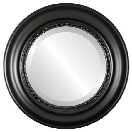 Charlton Home Winchelsea Framed Round Accent Mirror - Black