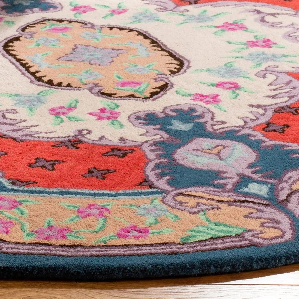Safavieh 5& x 5& Round Bellagio BLG535A Ivory Pink Rug