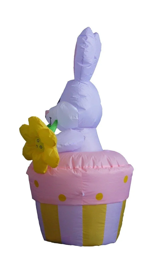 BZB Goods 4 Foot Party Inflatable Bunny on Flowerpot - Yard Blow Up Decoration