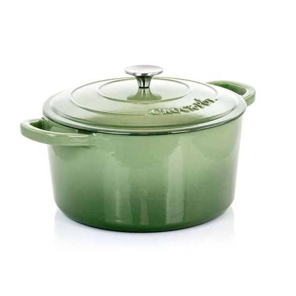 Crock-pot Classics 2 Piece 7 qt Enamel Cast Iron Dutch Oven in Green
