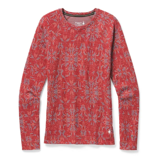 Smartwool Merino 250 Baselayer Pattern Crew - Women's Light Gray Forest Scape, XL
