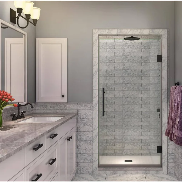 Aston Kinkade 28 x 72 Hinged Frameless Shower DOOR, Black