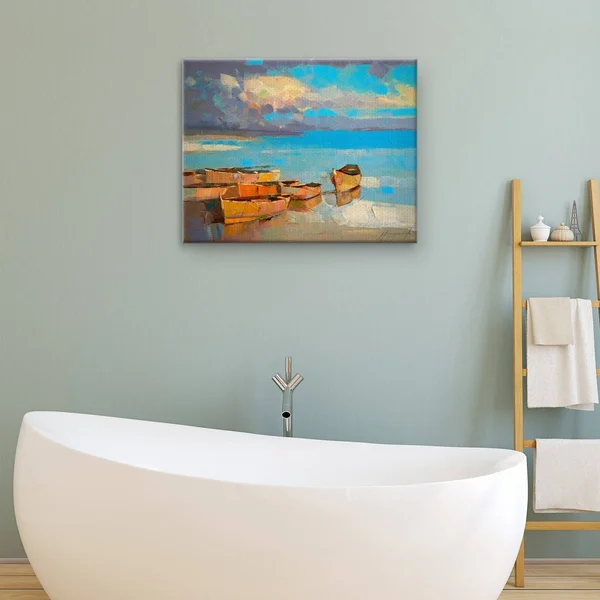 Fine Art Canvas Masterpiece Art Gallery Fishing Boats by Vahe Yeremyan Canvas Art Print - Size: 30 x 40