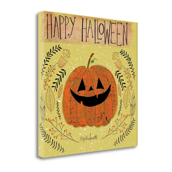 Tangletown Fine Art Happy Halloween by Katie Doucette - Giclee Print on Gallery Wrap Canvas, 26x26x22