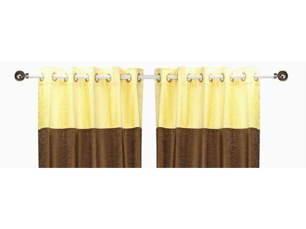 Signature Brown and Yellow Ring Top Velvet Curtain Panel - Piece