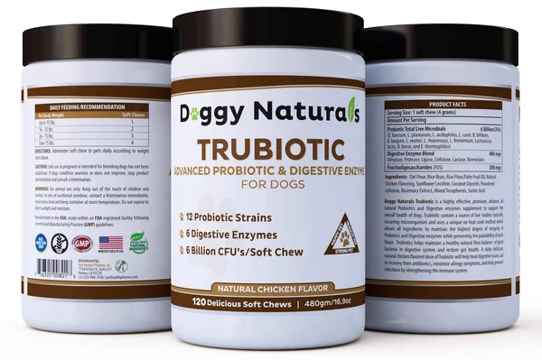 Probiotics for Dogs with Natural Digestive Enzymes + Prebiotics 6 Bill CFUs, 1 Chew Relieves Diarrhea Allergy Breath Yeast Gas