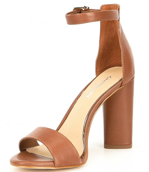 Gianni Bini Joenah Two Piece Ankle Strap Block Heel Dress Sandals, Womens, 9.5M, Spanish Sand - Dillard&s Exclusive