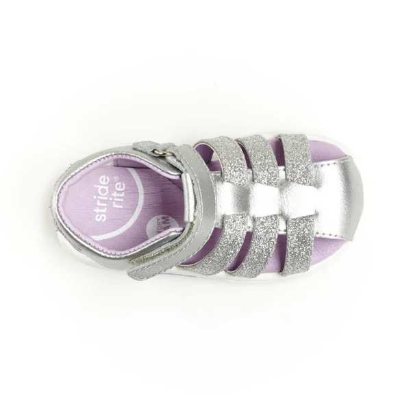 Stride Rite SRT Luna - Girls 9.5 Toddler Silver Sandal Medium