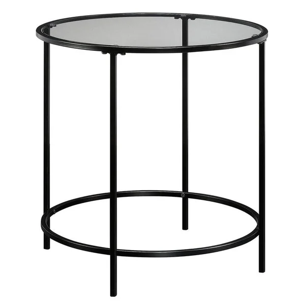 Home Square 2 Piece Glass Top Coffee Table Set in Black