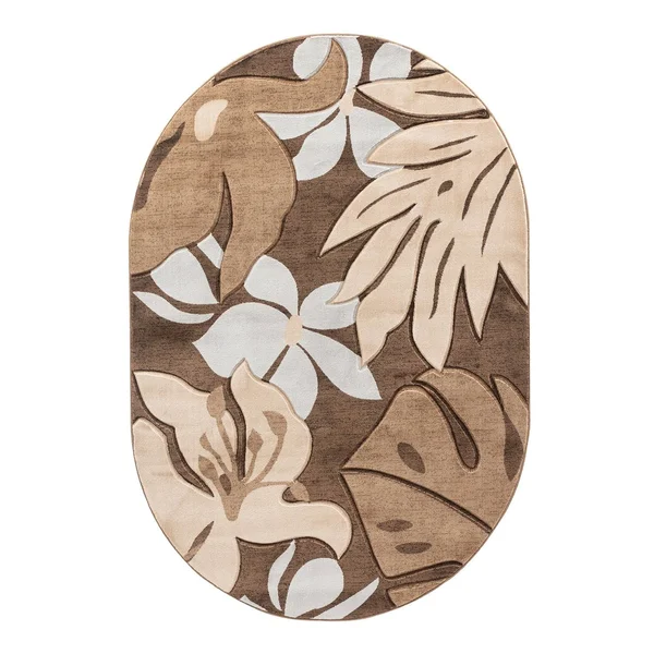 Glamour Floral Collection Polypropylene Area Rug - 5&2&& x 7&5&& Oval - Brown/Black
